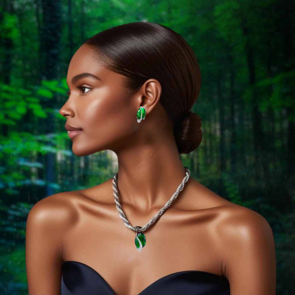 BEAUTIFUL EMERALD GREEN JEWLERY GIFT SET