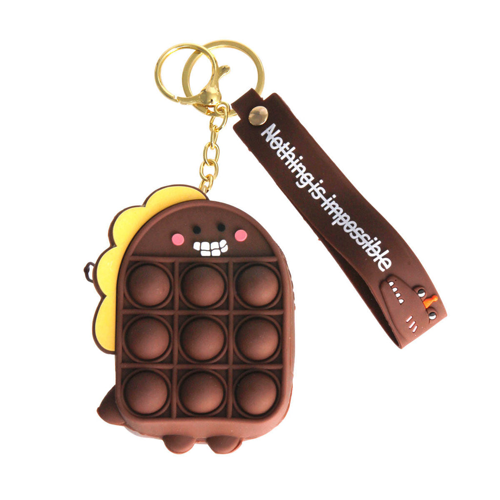 Bubble Pop Keychain Brown Dino Trendy Fashion Accessory