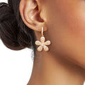 Huggie Hoop Earrings 14k Gold Plated CZ Flower Stylish Chic Jewelry