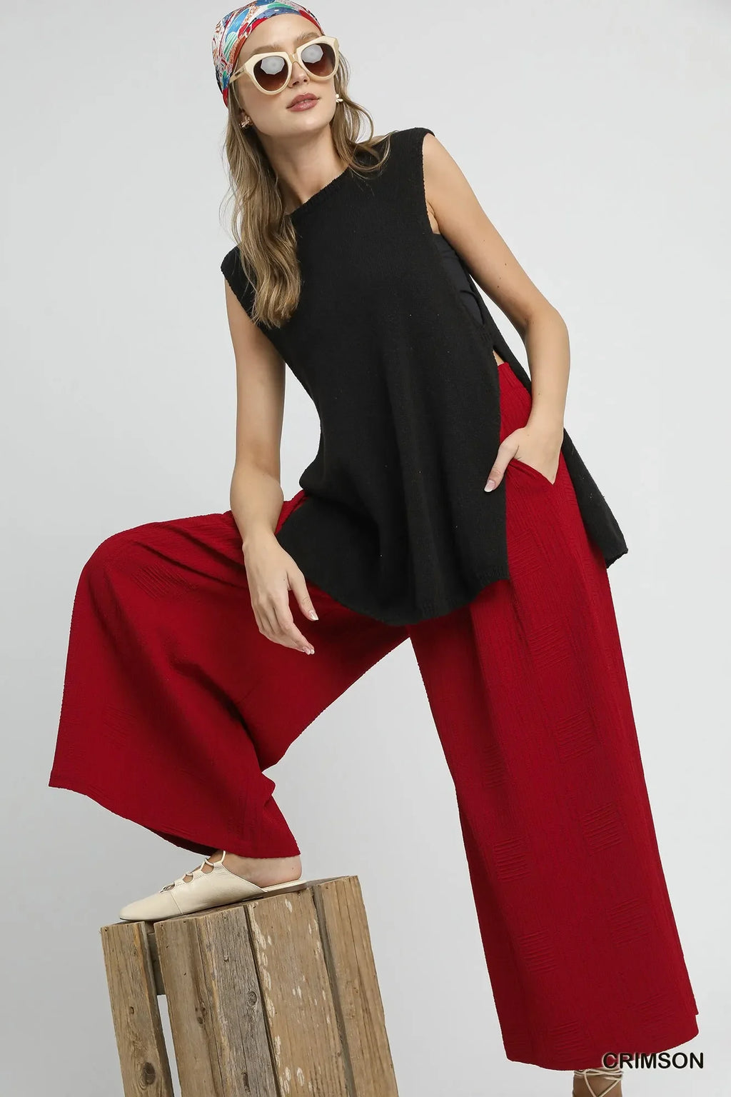 Elastic Waist Wide Leg Pants
