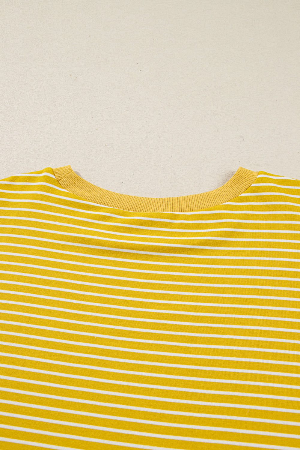 Yellow Stripe Striped Contrast Floral Sleeve Patchwork Plus Size Loose Top
