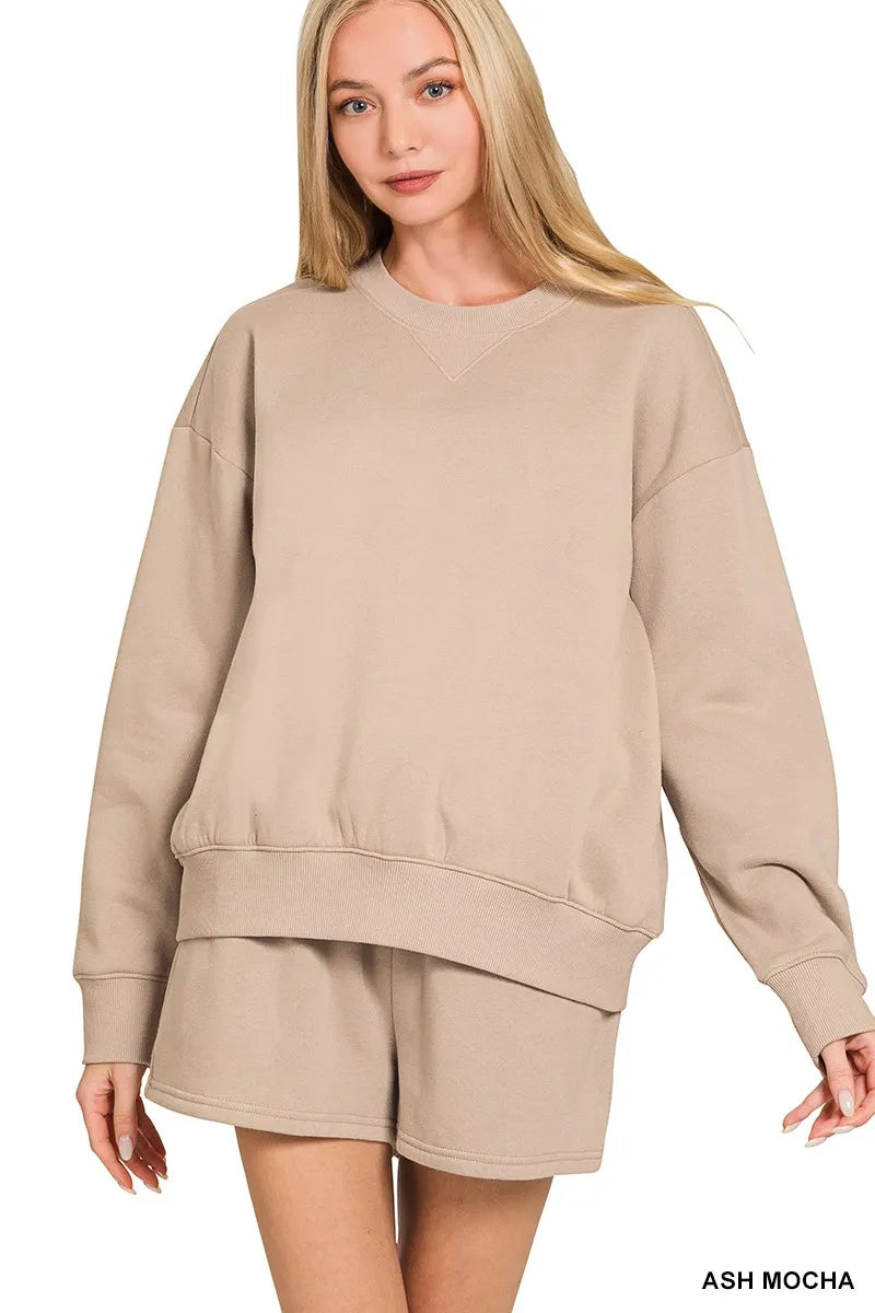 Fleece Long Sleeve Sweatshirts & Shorts Set