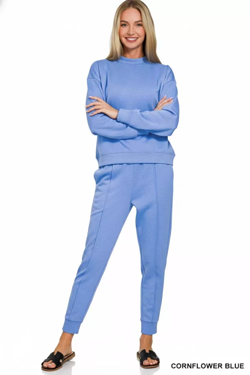 I am a Fashion junky Scuba Mock Neck Sweatshirt and Joggers Set