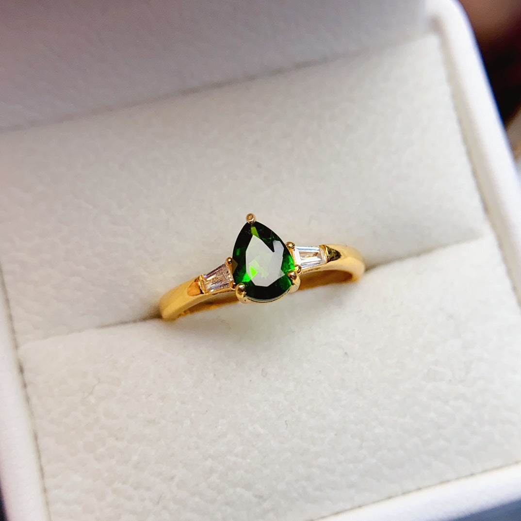 Popular Natural Diopside S925 Silver Ring