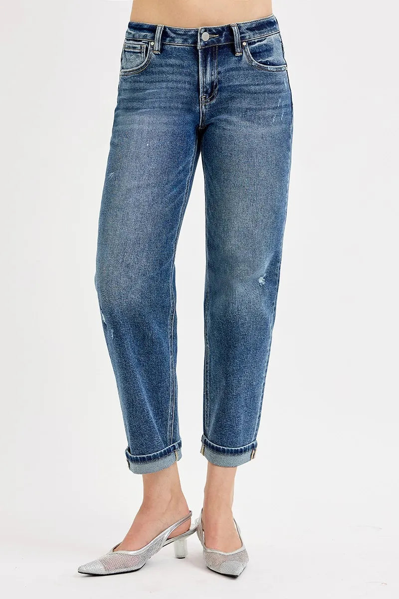 Full Size Low Rise Crop Boyfriend Jeans Plus Size