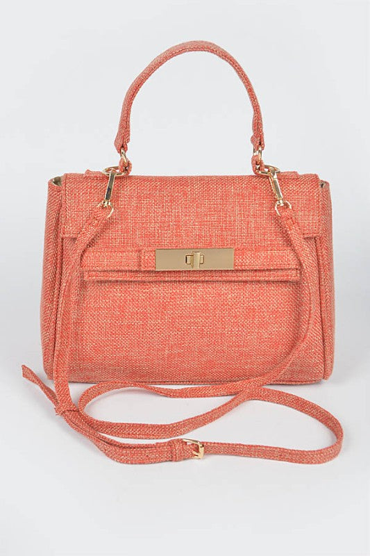 Top Handle Linen Bag Colorful Stylish Fashion Handbag