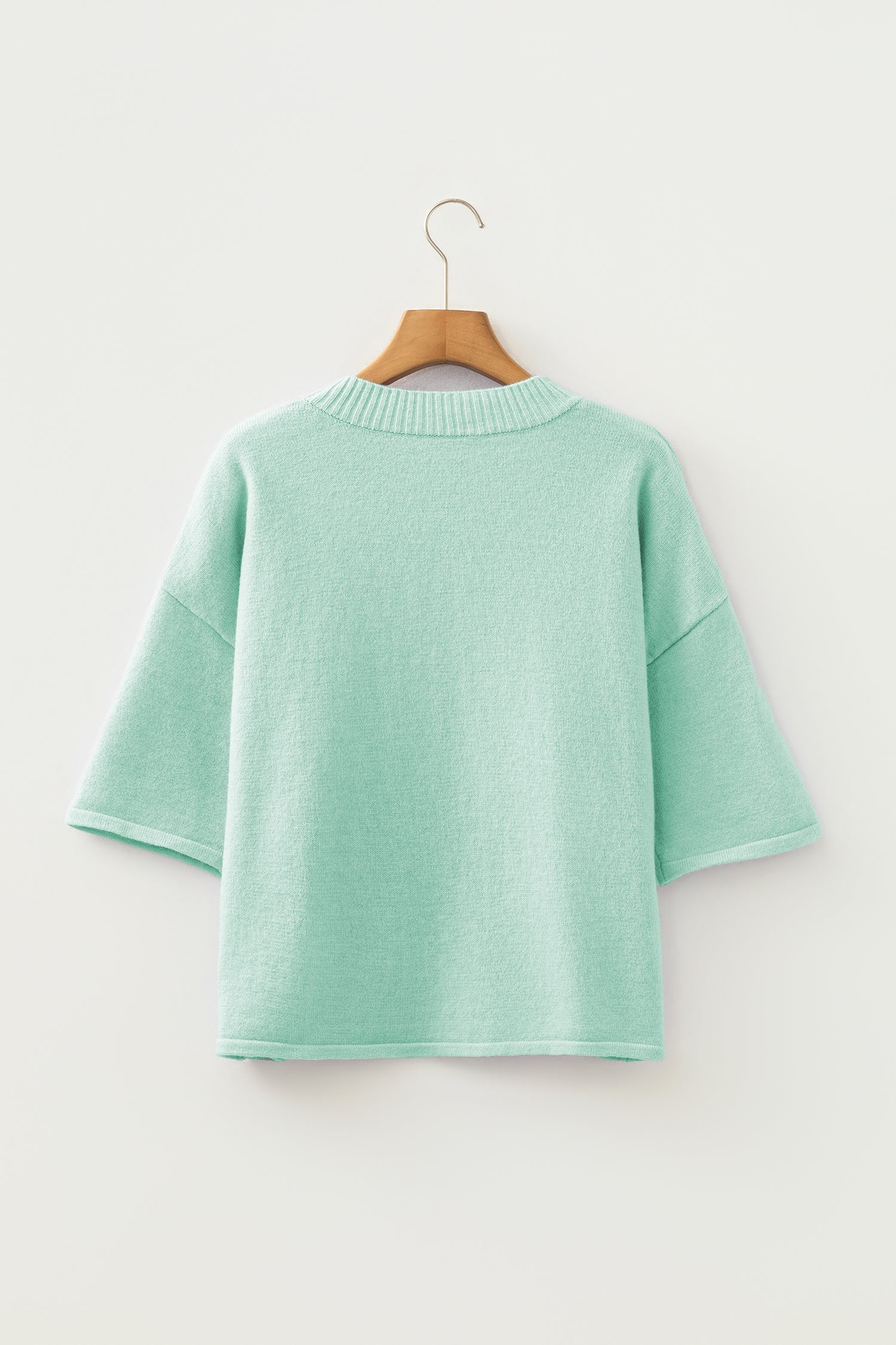 Moonlight Jade 3/4 Sleeve Boxy Knit Button Down Sweater Cardigan