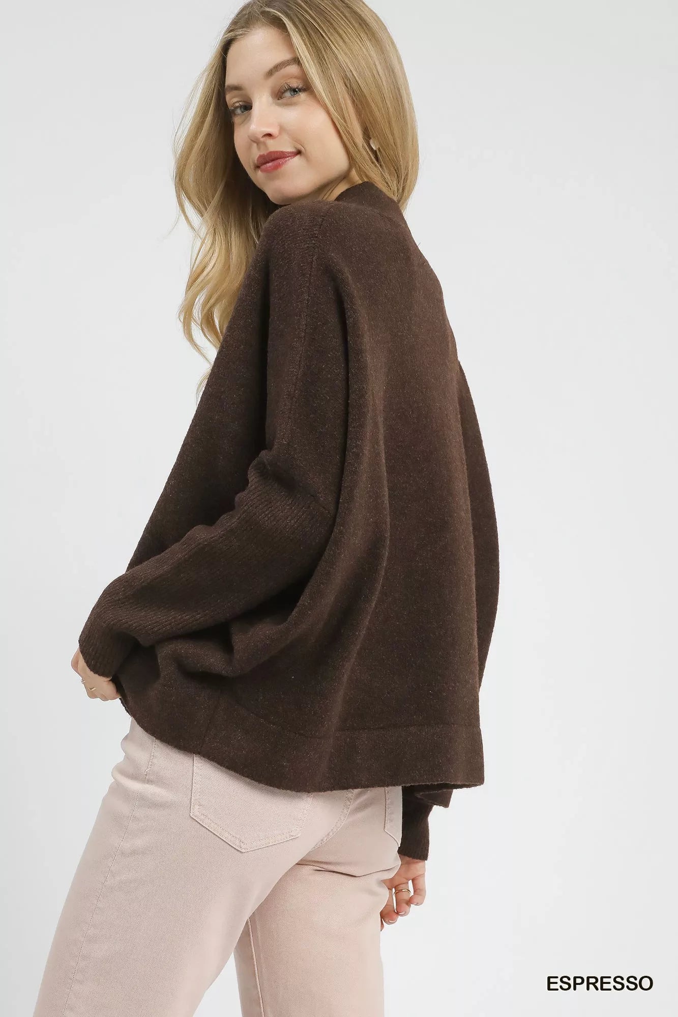 V-Neck Sweater with Wide Trim Detail
