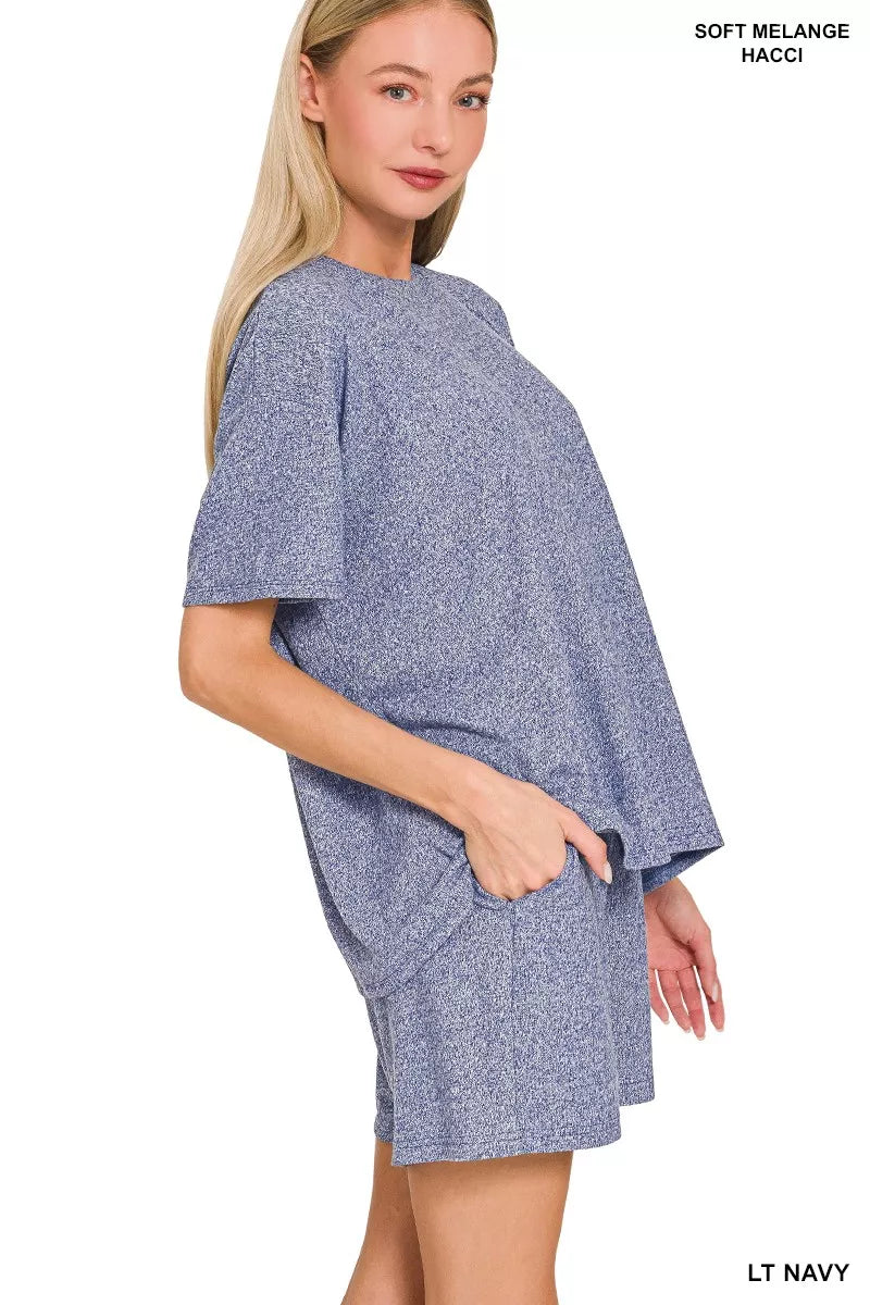I am a Fashion junky Soft Melange Short Sleeve Tee and Shorts Set