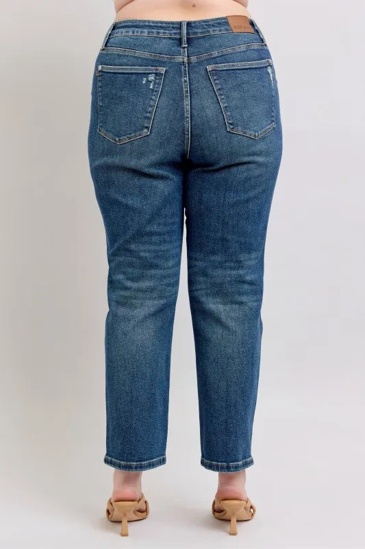 Full Size High Waisted Rigid Magic Non-destroy Straight Leg Jeans Plus Size