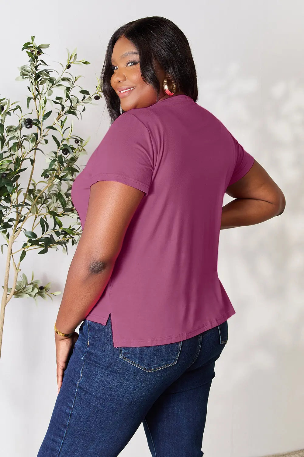 Full Size Round Neck Short Sleeve T-Shirt Plus Size