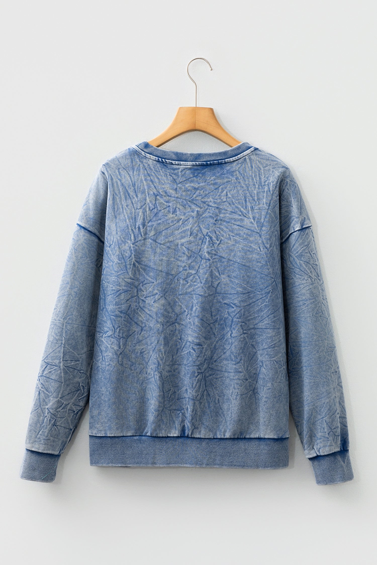 Real Teal saved by grace Letter Embroidery Mineral Wash Loose Sweatshirt
