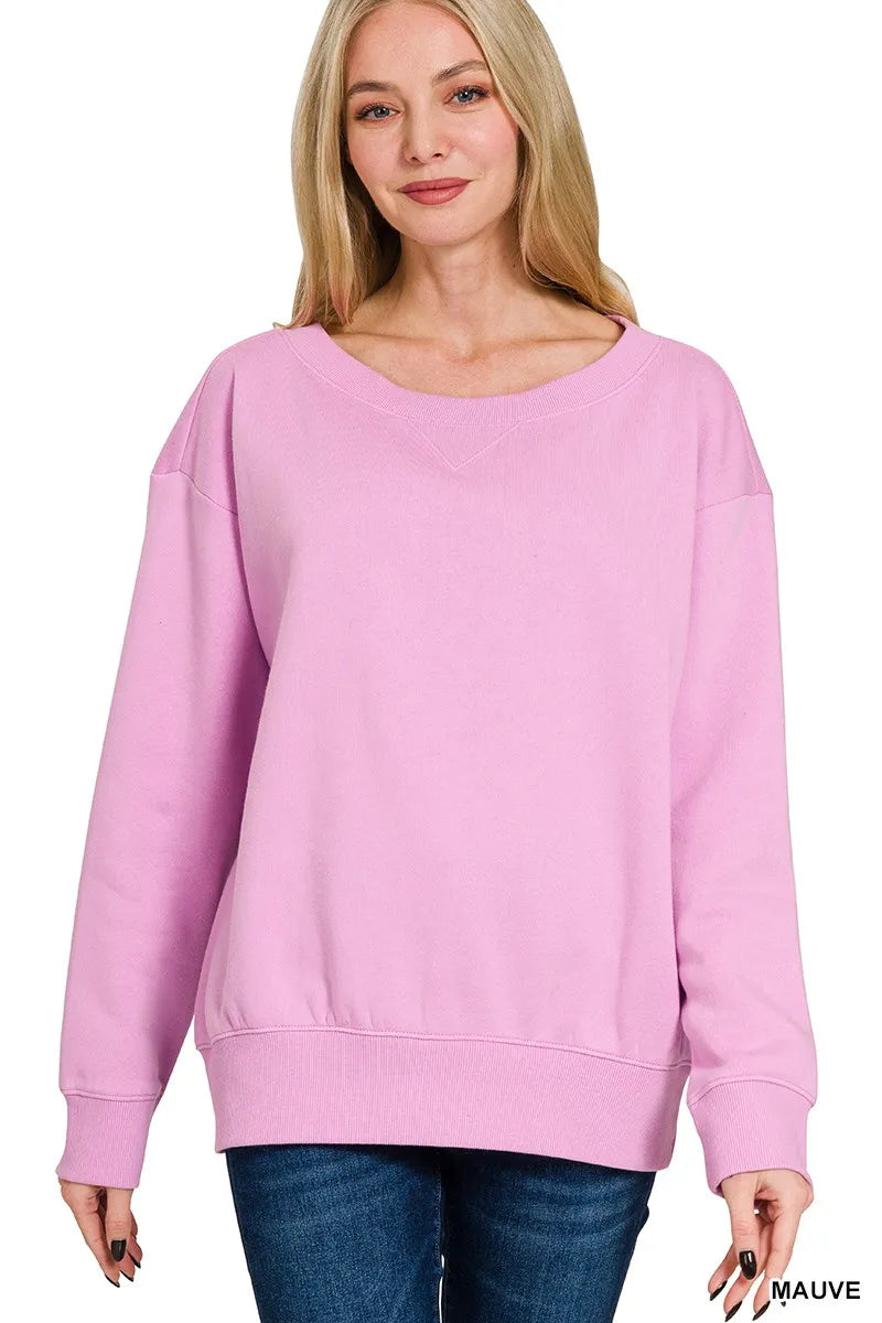 Fleece Boat Neck Sweatshirt