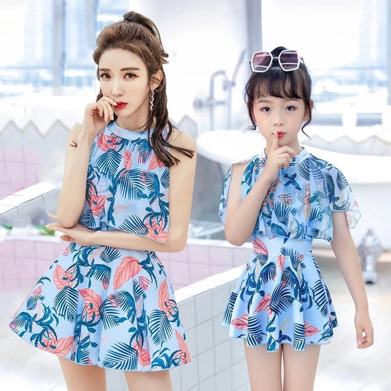 Mother And Daughter With The Same Paragraph To Cover The Belly Thin Swimsuit Set
