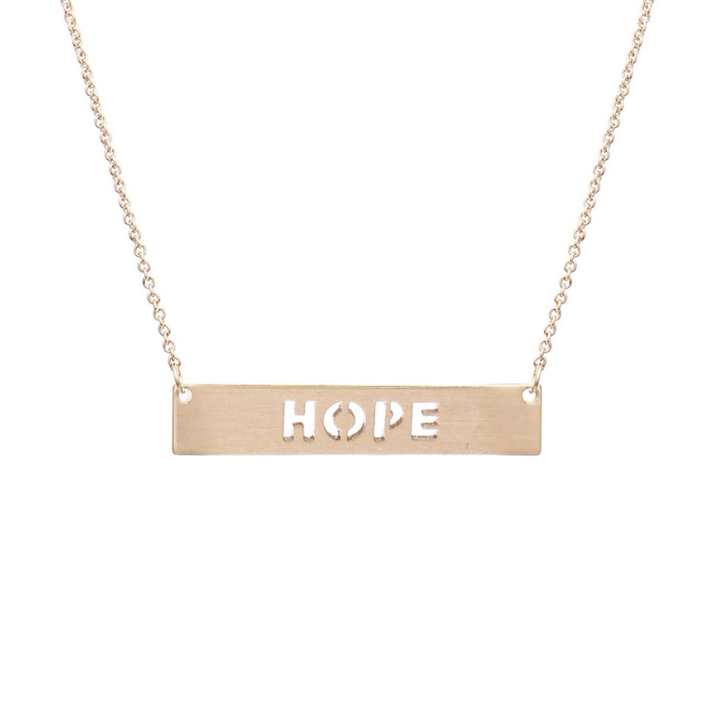 Statement Necklace Gold Cutout HOPE Plate Stylish Chic Jewelry