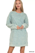 French Terry Acid Washed Dress with Pockets
