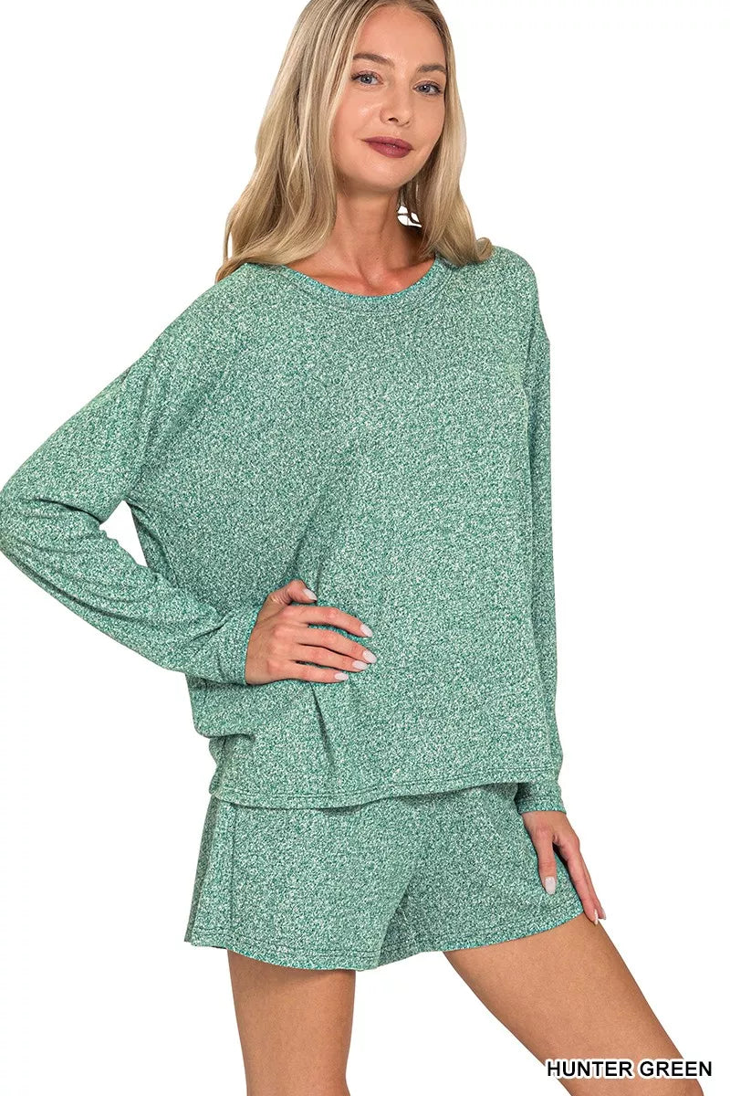 I am a Fashion junky Soft Melange Long Sleeve Tee and Shorts Set