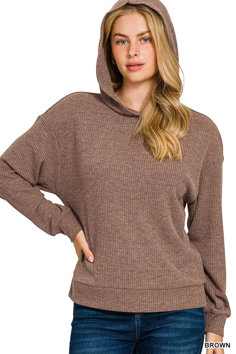 Ribbed Long Sleeve Hoodie