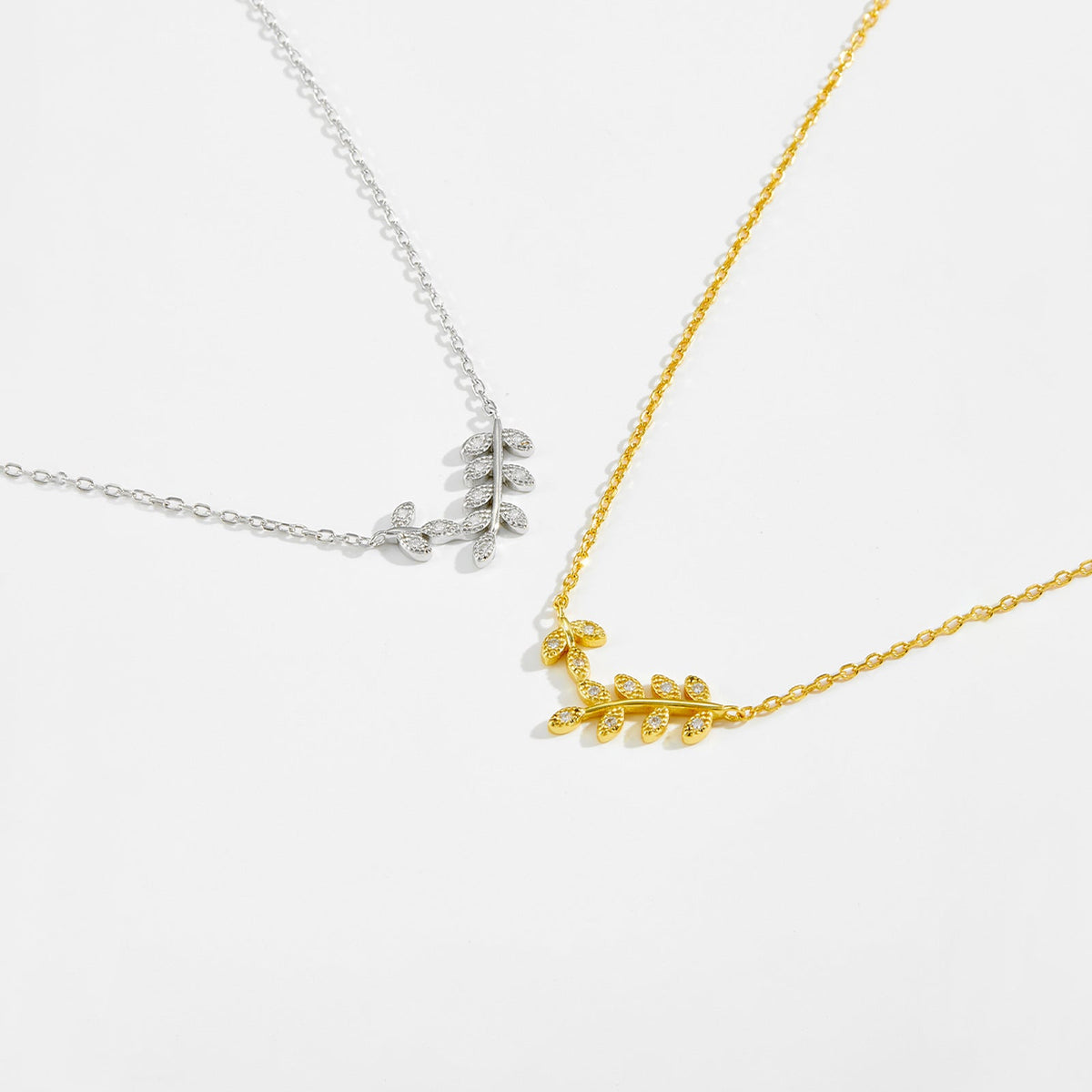 S925 Sterling Silver Leaf Shaped Necklace