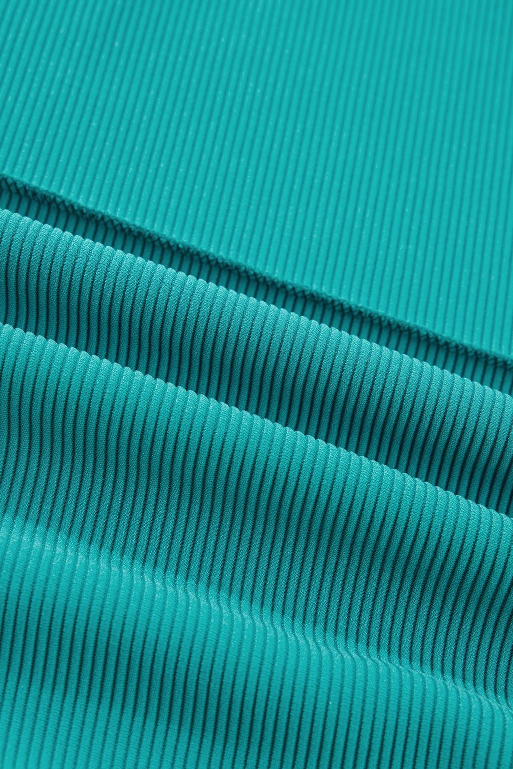 Sea Green Horizontal Ribbed Exposed Seam Detail Drop Shoulder Baggy Pullover