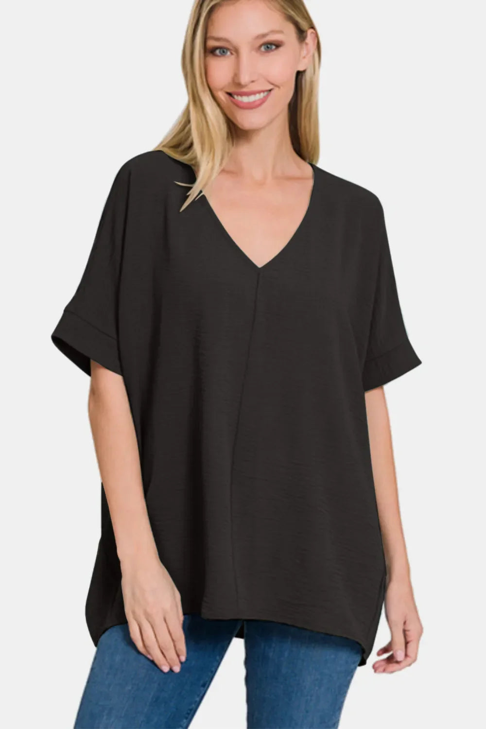 Full Size V-Neck Short Sleeve Top