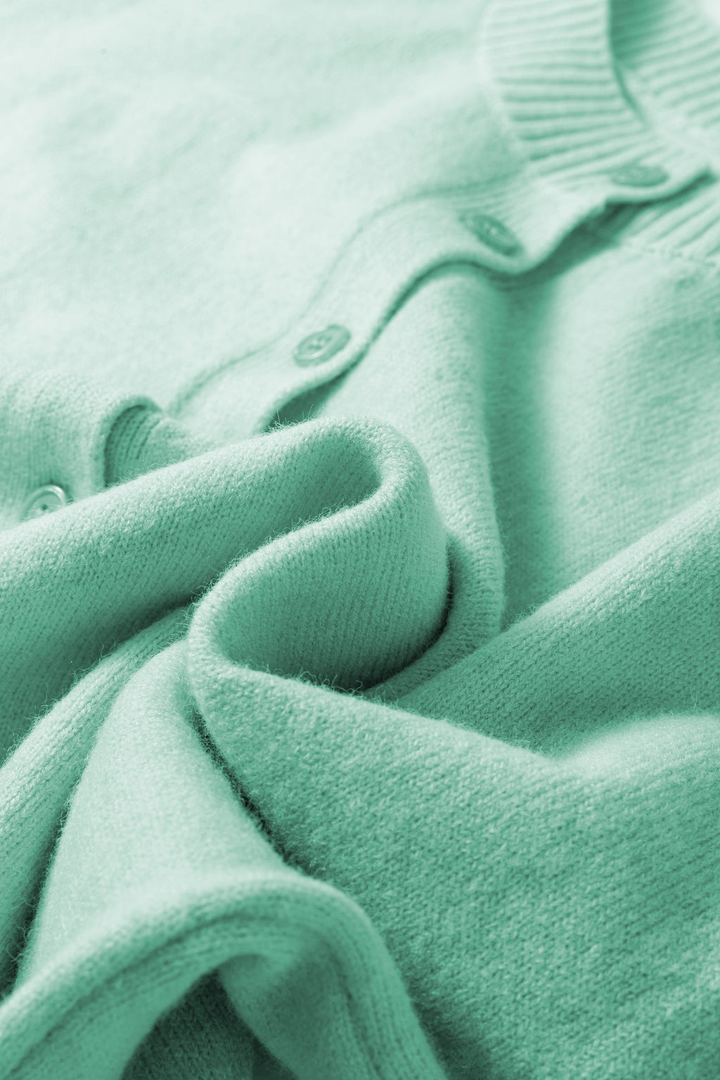 Moonlight Jade 3/4 Sleeve Boxy Knit Button Down Sweater Cardigan