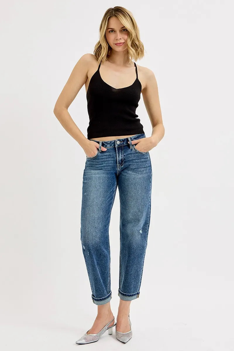 Full Size Low Rise Crop Boyfriend Jeans Plus Size