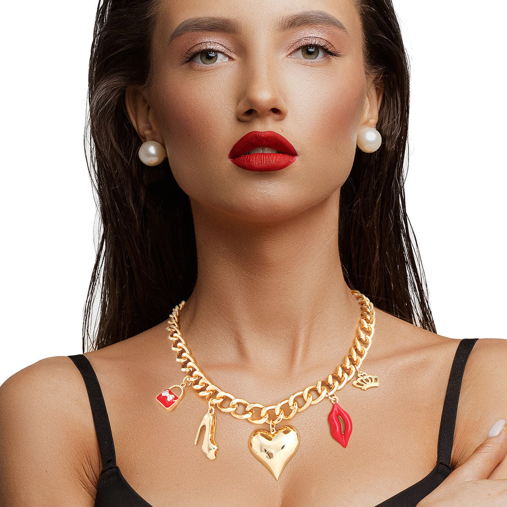 Heart Charm Gold Chain Necklace Stylish Boutique Jewelry