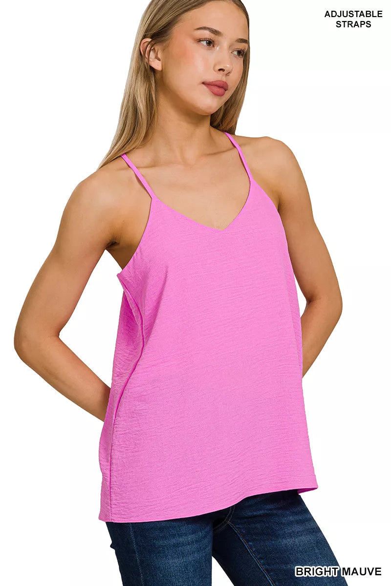 Woven Airflow Adjustable Strap V-Neck Cami