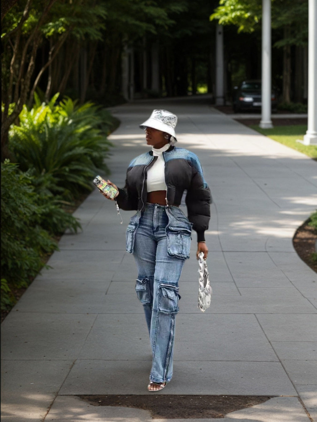 New Women's Casual And Versatile Multi-pocket Work Pants, Mid-waisted Washed Straight-cut Jeans See size chart under “more details”