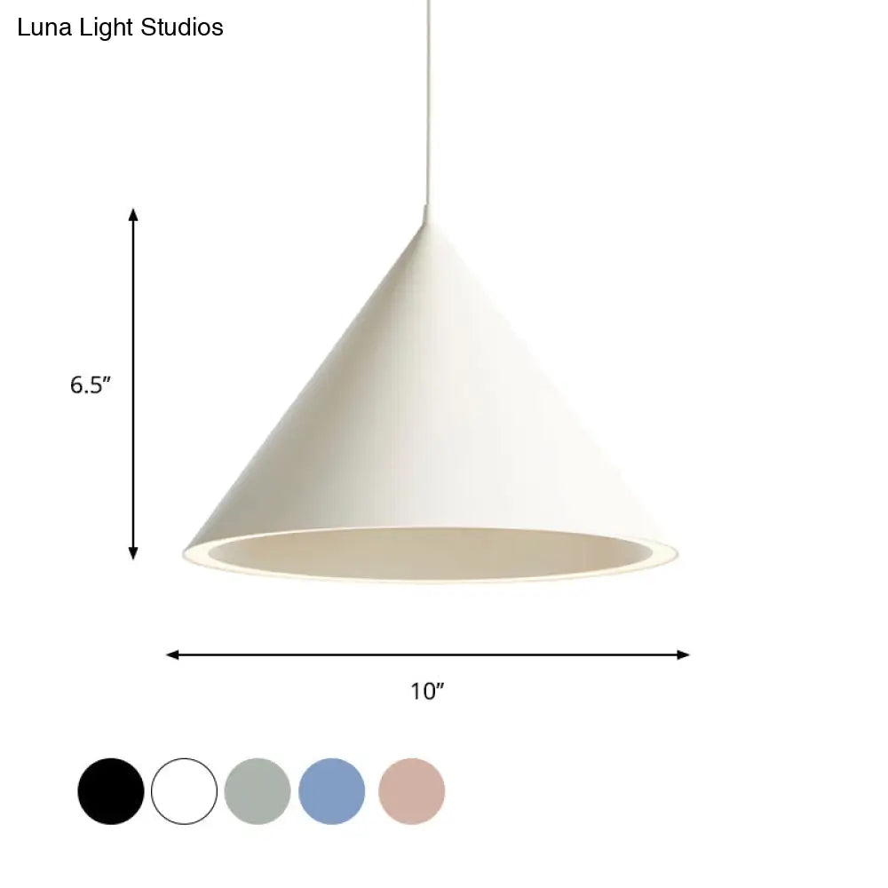 DecorBites™ 10"/12.5" Diameter 1 Light Conical Hanging Lamp Nordic Stylish Black/Blue Metal Pendant Light over Table