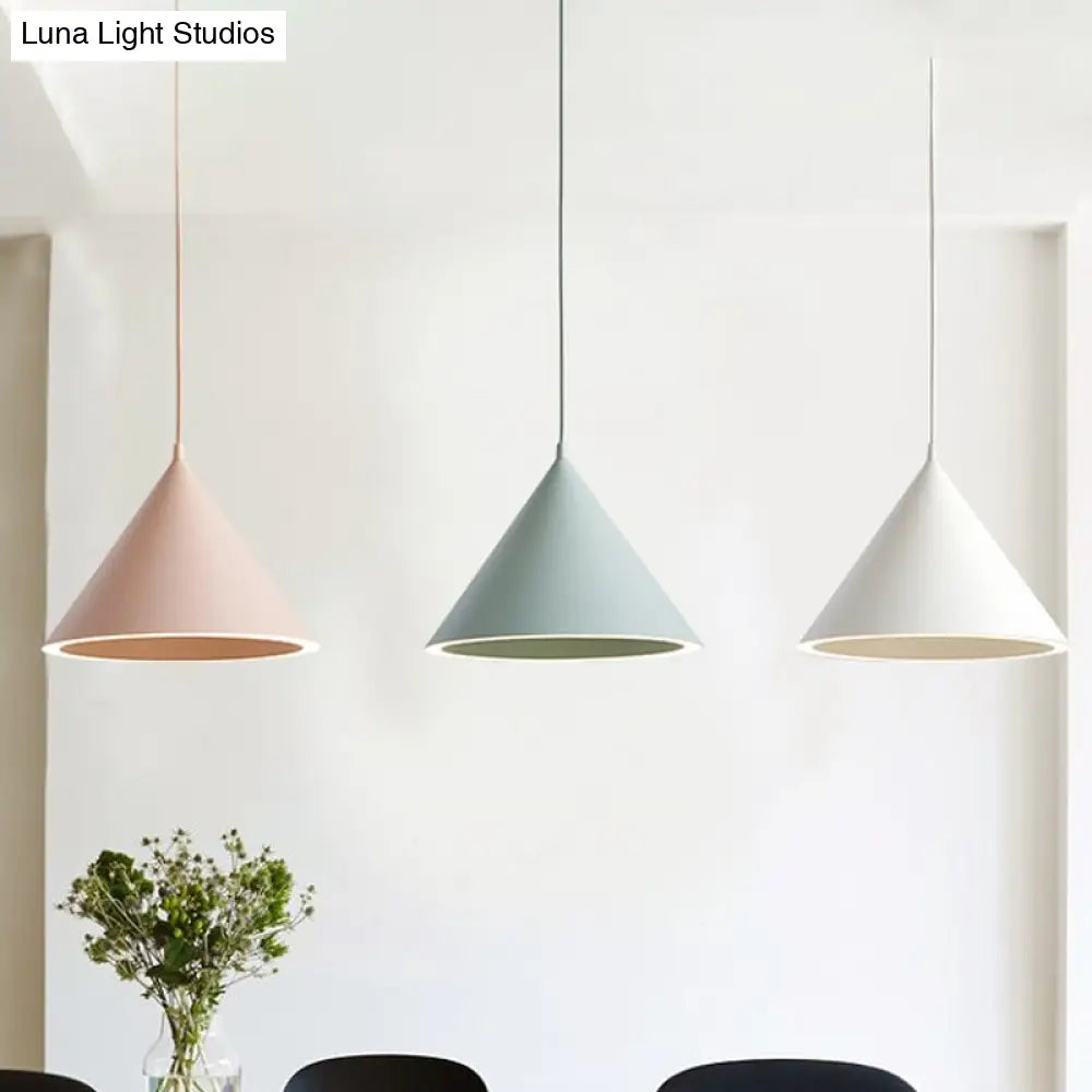DecorBites™ 10"/12.5" Diameter 1 Light Conical Hanging Lamp Nordic Stylish Black/Blue Metal Pendant Light over Table