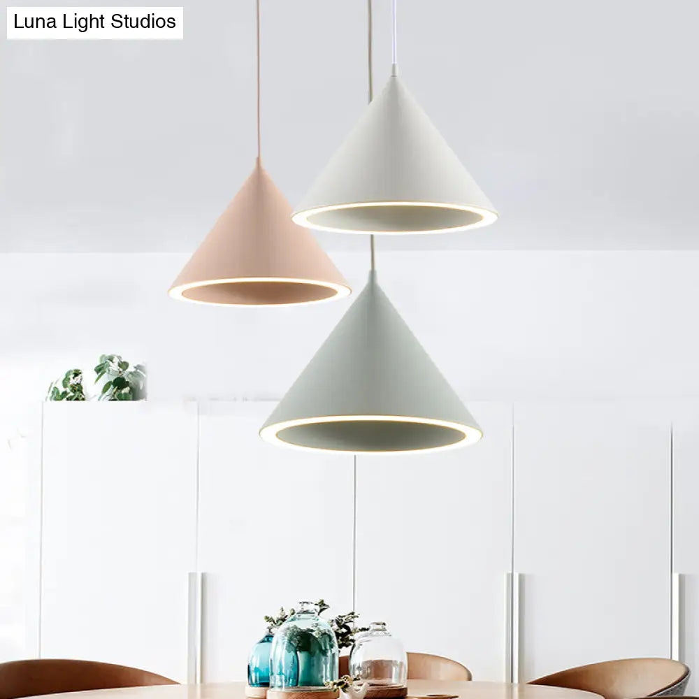 DecorBites™ 10"/12.5" Diameter 1 Light Conical Hanging Lamp Nordic Stylish Black/Blue Metal Pendant Light over Table