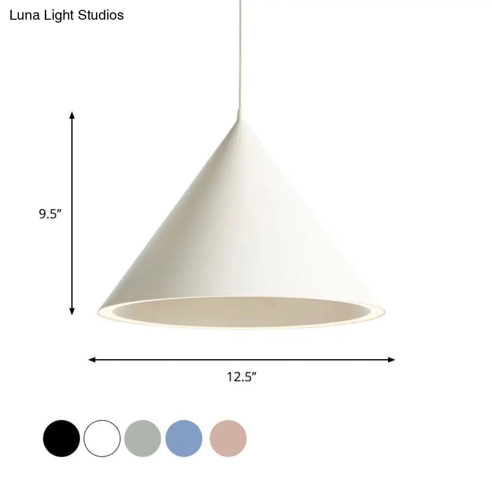 DecorBites™ 10"/12.5" Diameter 1 Light Conical Hanging Lamp Nordic Stylish Black/Blue Metal Pendant Light over Table