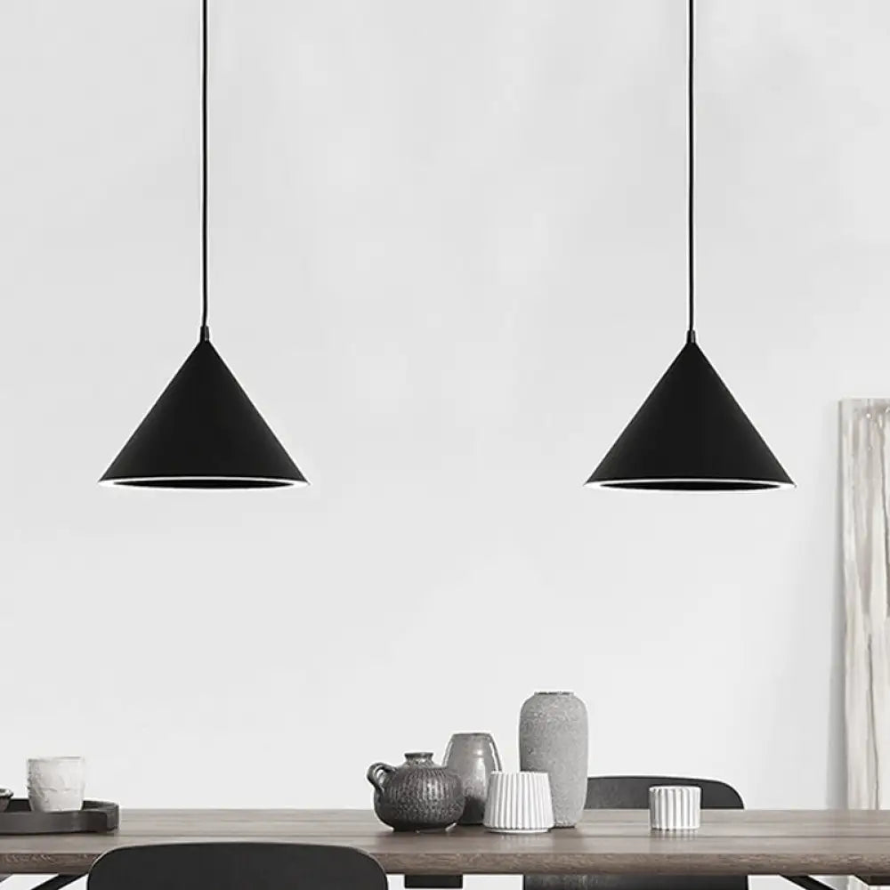 DecorBites™ 10"/12.5" Diameter 1 Light Conical Hanging Lamp Nordic Stylish Black/Blue Metal Pendant Light over Table