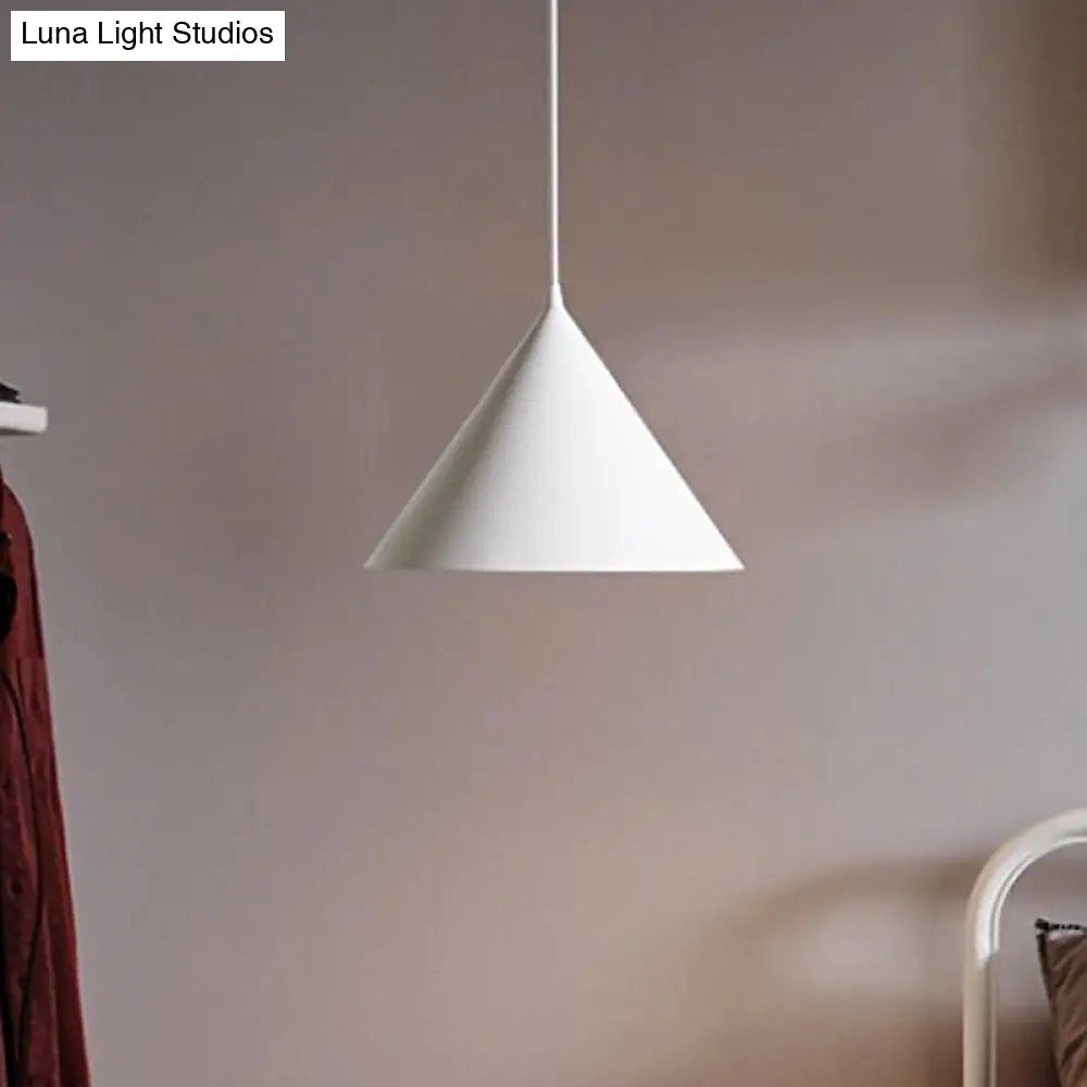 DecorBites™ 10"/12.5" Diameter 1 Light Conical Hanging Lamp Nordic Stylish Black/Blue Metal Pendant Light over Table