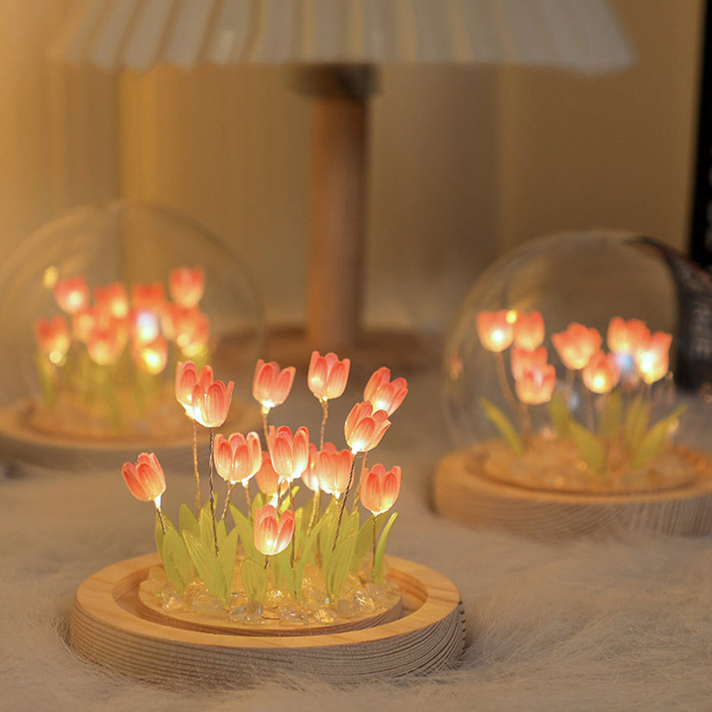 DecorBites™ 10/20Pcs Tulip Night Light Battery Operated Tulip Flower Table Lamp DIY Simulation Tulip LED Nightlight Handmade Bedside Light