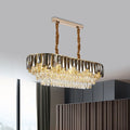 DecorBites™ 10-Bulb Smoke Grey Crystal Island Ceiling Light with Modern 3-Tier Oblong Design