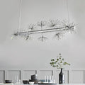 DecorBites™ 10-Head Clear Crystals Island Lamp: Contemporary Chrome Dandelion Pendant Lighting for Dining Room