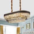 DecorBites™ 10-Light Ellipse Island Pendant with Crystal Rectangle Down Lighting in Black