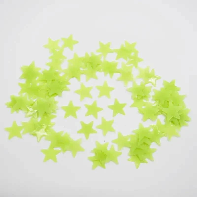 100-Pieces: Luminous Glow in the Dark Star Wall Stickers