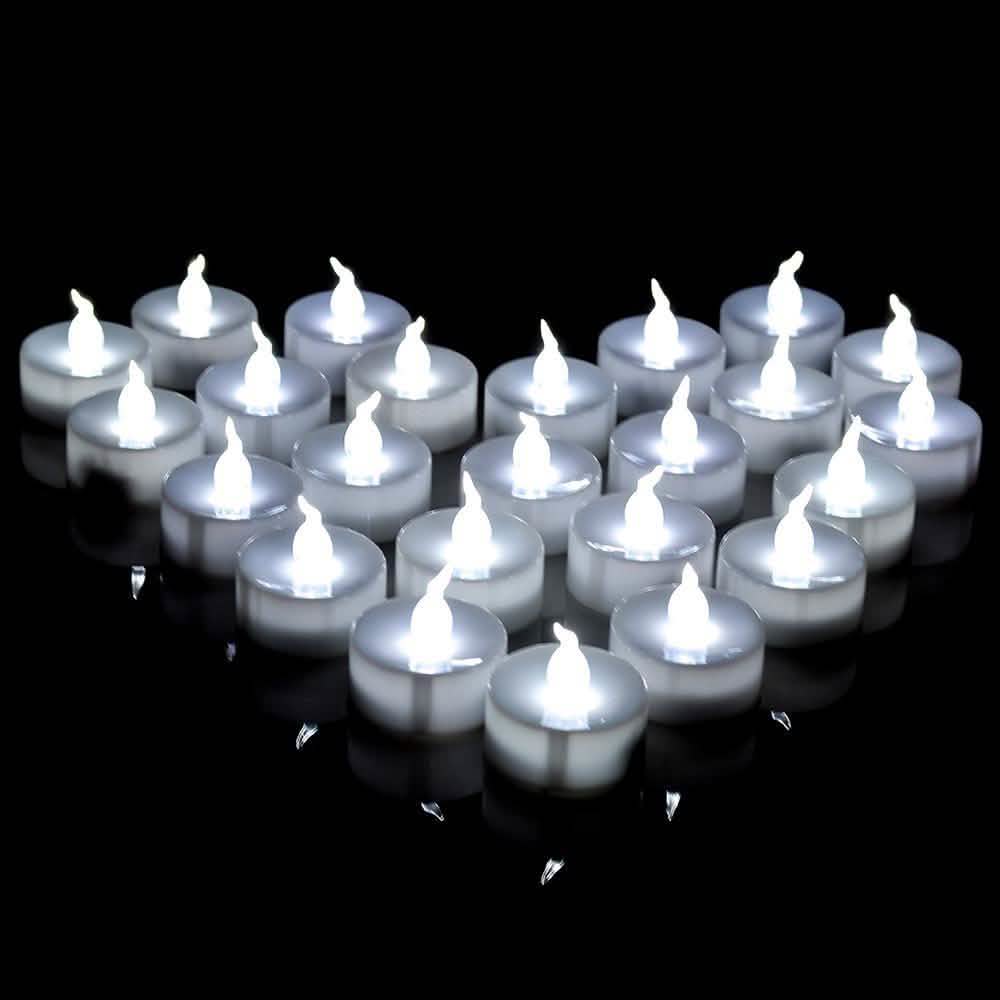 100-Pieces: White LED Candle Tea Light