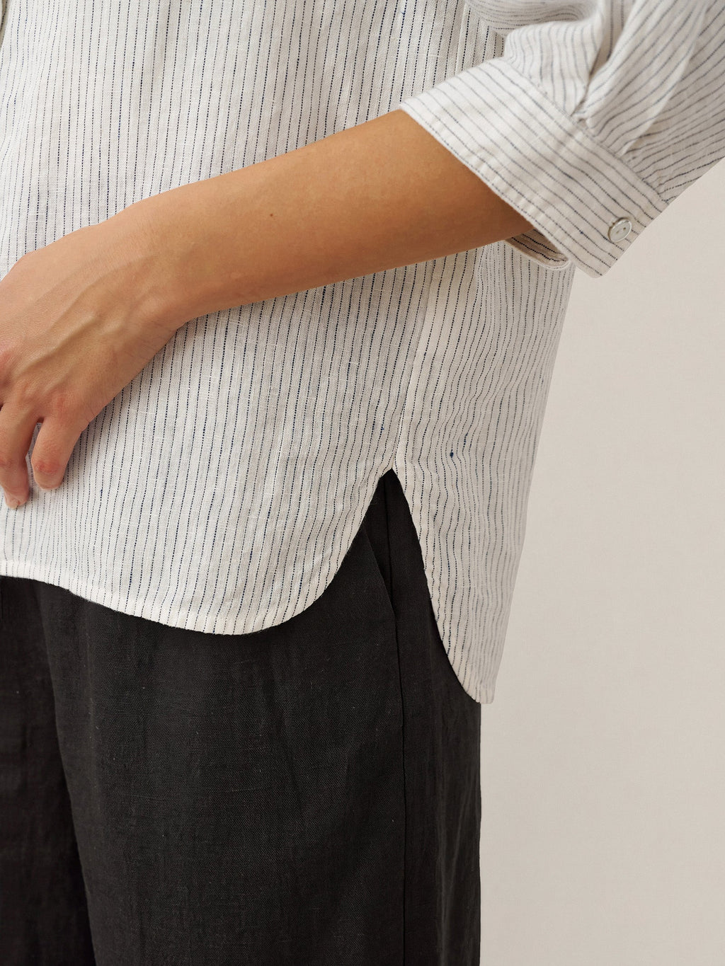 100% Linen Striped Three-Quarter Sleeve Shirt SKYLAR