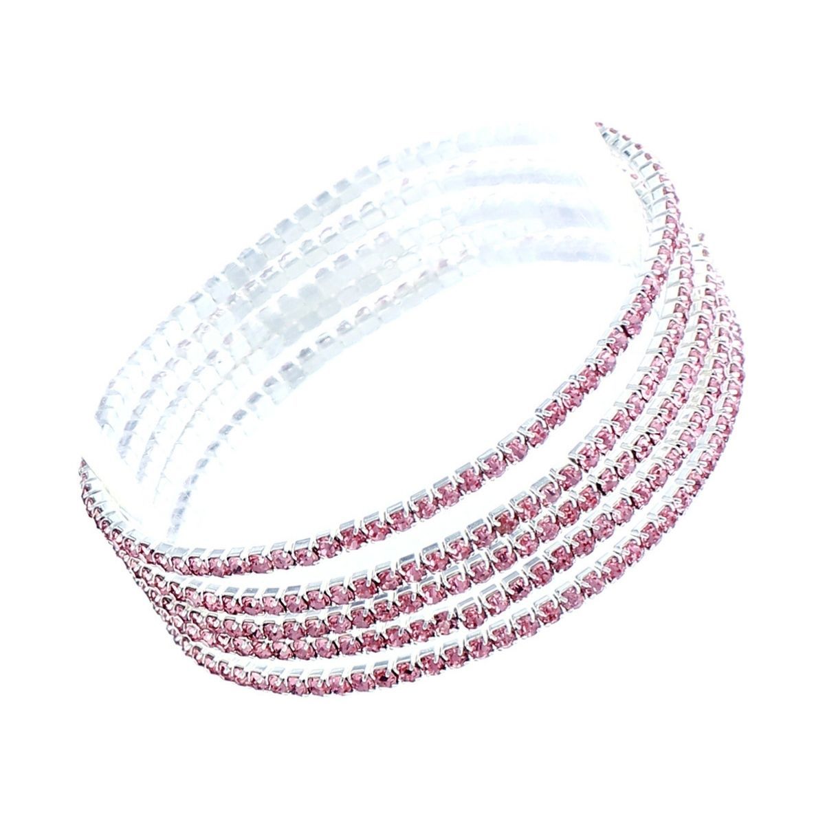 Layered 5 Strand Pink and Silver Bracelets Stylish Fashion Jewelry