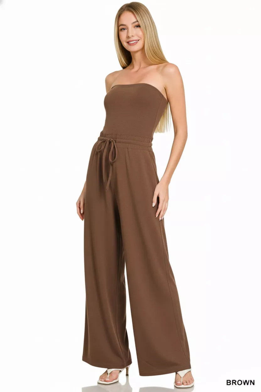 Tube Top Jumpsuit with Drawstring Waist