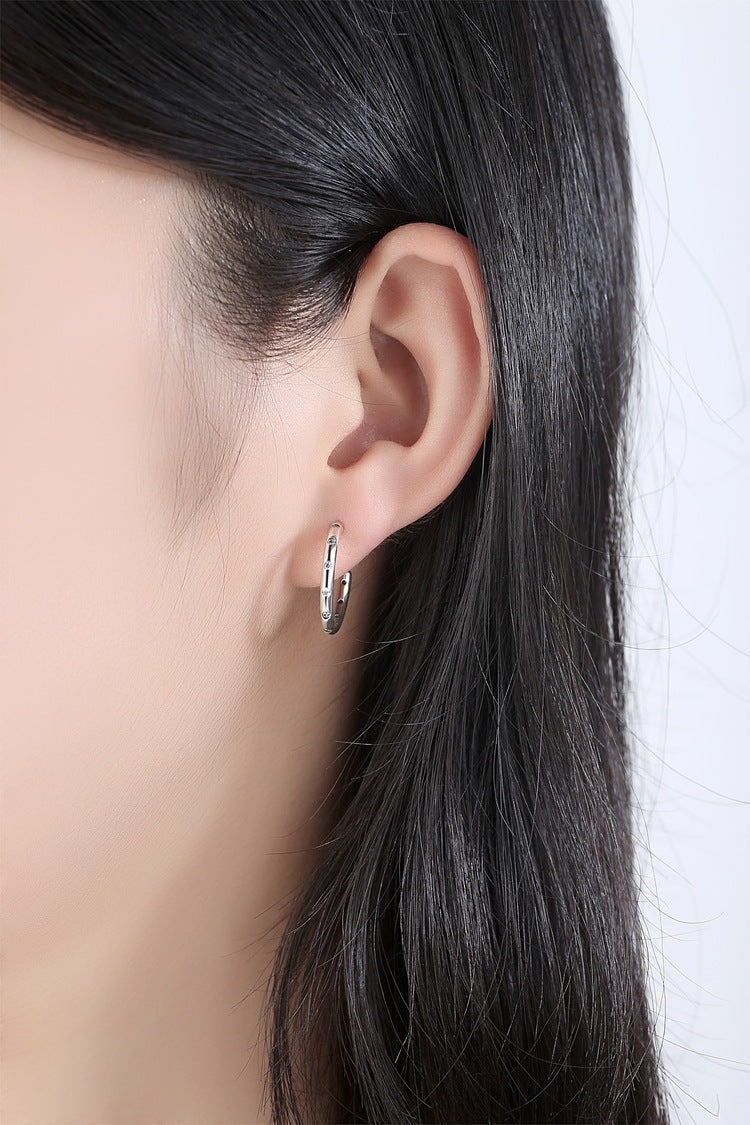 Simple classic zircon s925 silver earrings