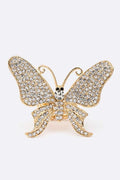Stretch Ring with Crystal Butterfly Iconic Design, Stylish Fashion Jewelry