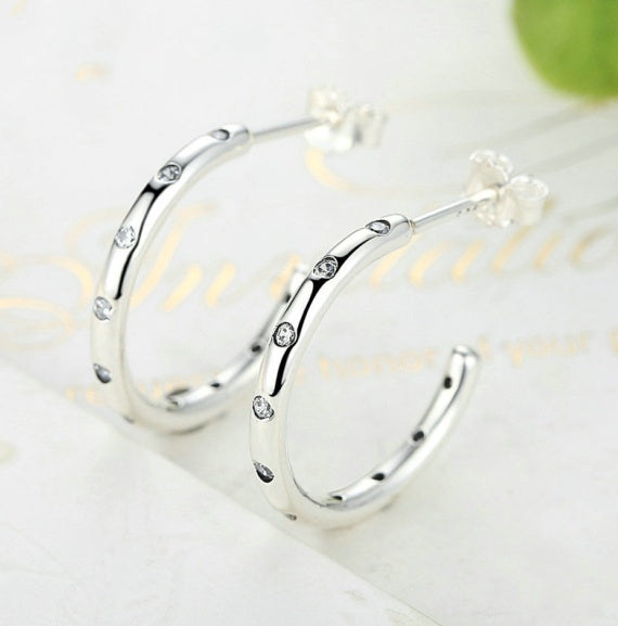 Simple classic zircon s925 silver earrings