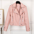 Women's Faux Leather Motorcycle Jacket - Short PU Biker Style Jacket for Women