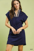 Dolman Sleeve Zip Detail Dress